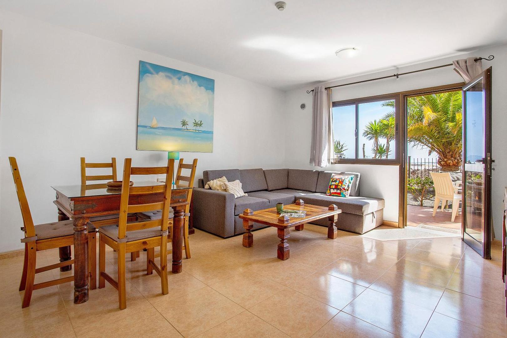 Living area sofa and table
